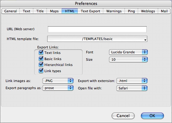 HTML template file