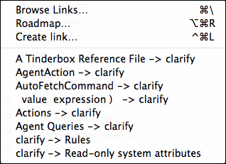 Outline/Map/Chart Views: Links pop-up menu Outline/Map/Chart Views: Links pop-up menu
