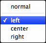 Name Alignment pop-up menu Name Alignment pop-up menu