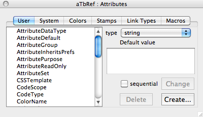 Attributes User Pane Attributes User Pane