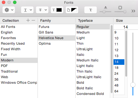 Fonts dialog Fonts dialog