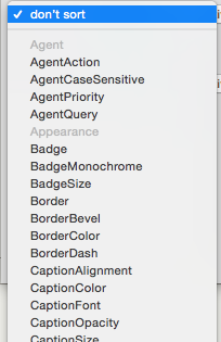 Sort pop-up list Sort pop-up list
