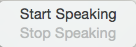 Speech sub-menu Speech sub-menu