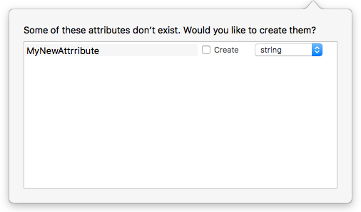 Define new Displayed Attributes pop-over Define new Displayed Attributes pop-over