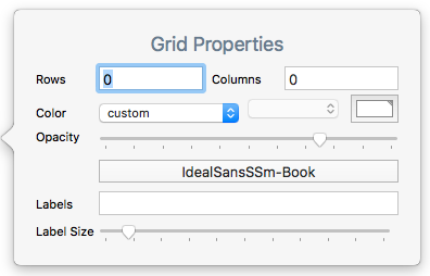 Grid Properties pop-over Grid Properties pop-over