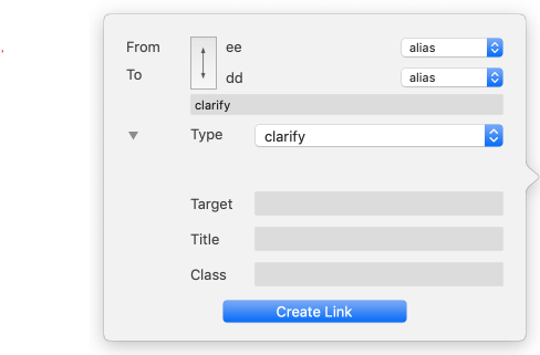 Create Link from alias pop-over Create Link from alias pop-over