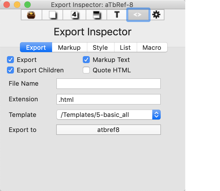 Export tab