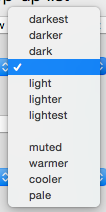 Color Shade pop-up list Color Shade pop-up list