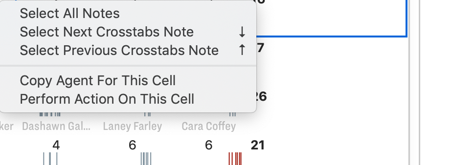 Crosstabs view cell context menu Crosstabs view cell context menu