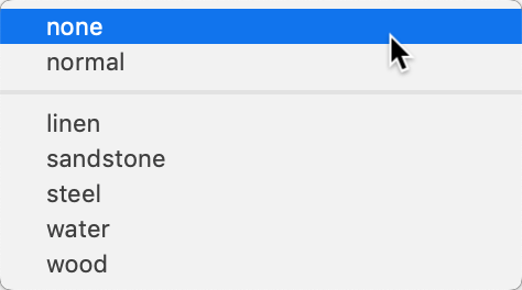 Fills pop-up menu Fills pop-up menu
