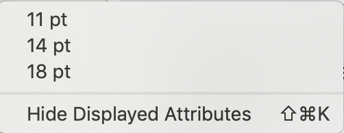 Displayed Attributes sub-menu Displayed Attributes sub-menu