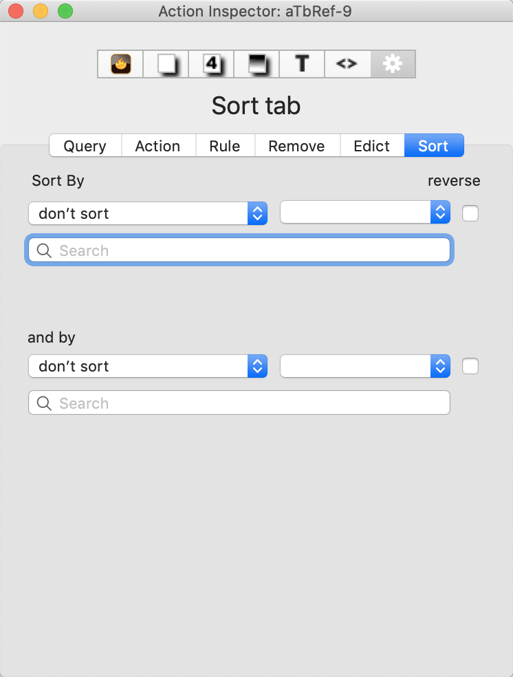 Sort tab Sort tab