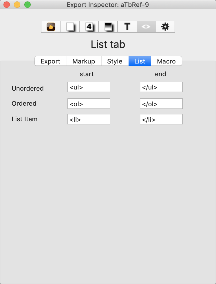 List tab List tab