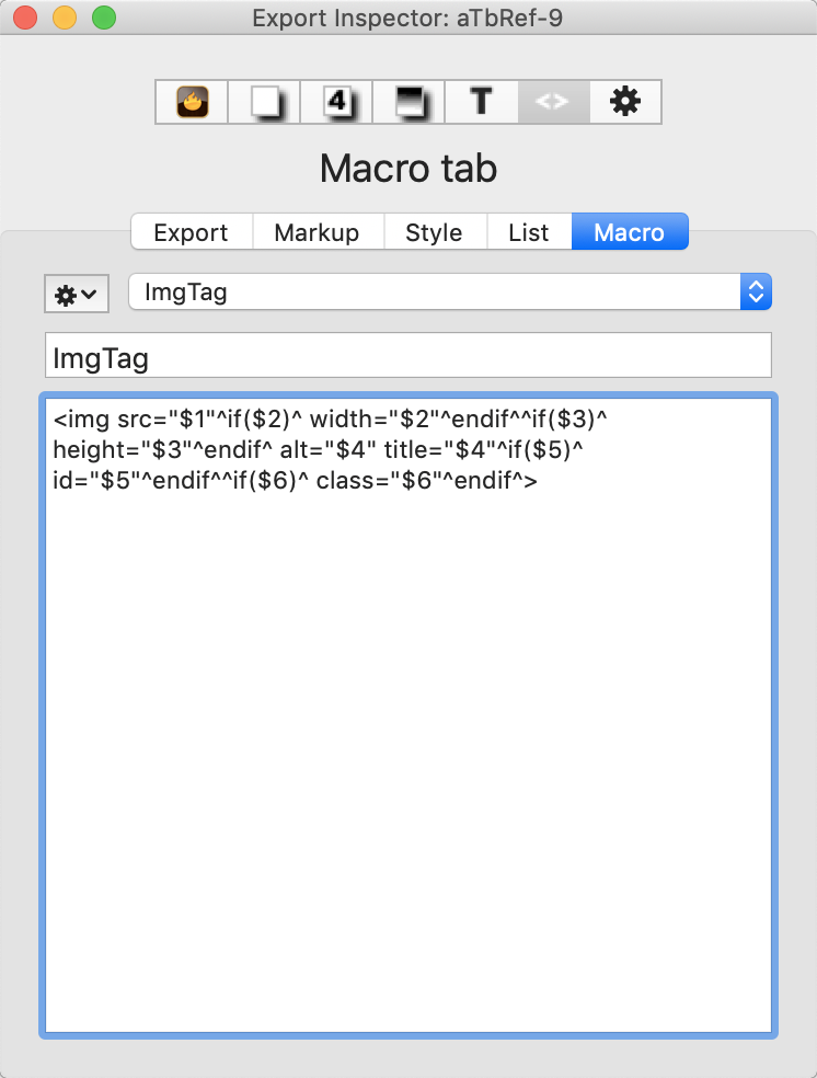 Macro tab Macro tab