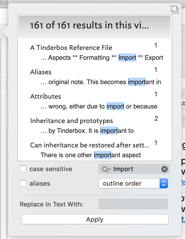 Find results stand-alone dialog Find results stand-alone dialog
