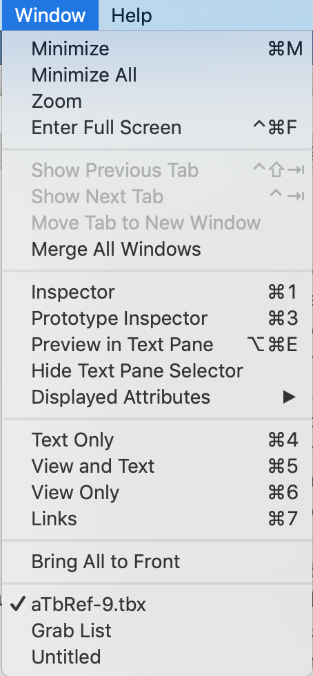 Window menu Window menu