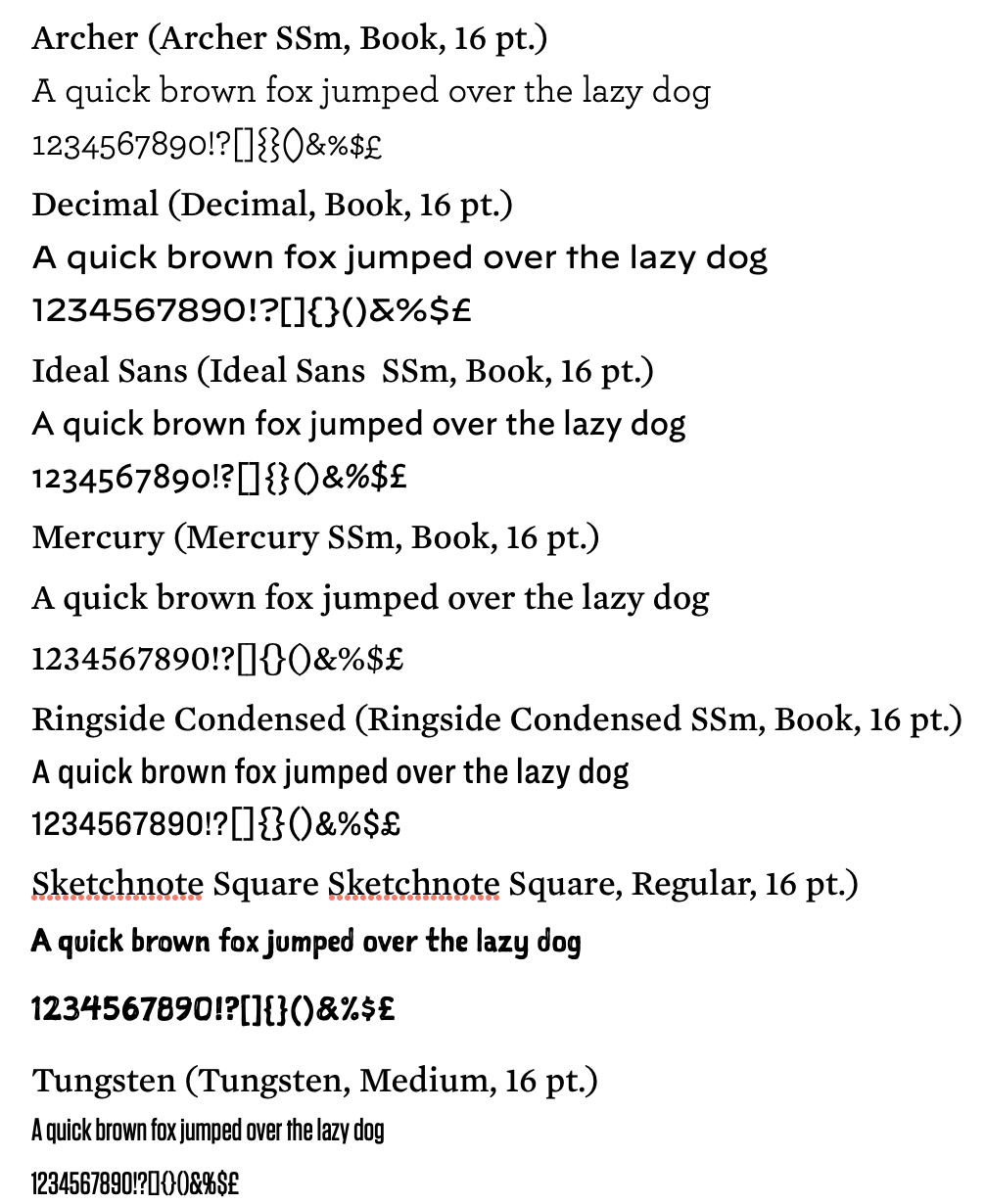 Tinderbox built-in fonts Tinderbox built-in fonts