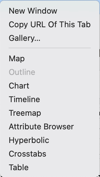 Tab pop-up menu Tab pop-up menu