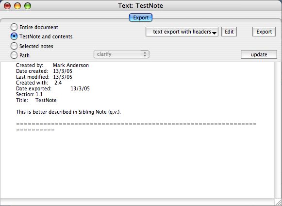 Nakakoji (text export) view Nakakoji (text export) view