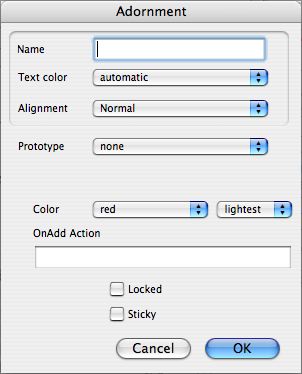 Create Adornment dialog Create Adornment dialog