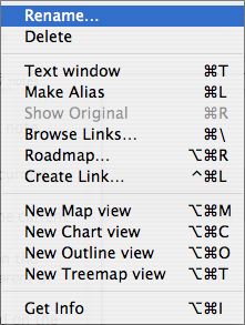 Ancillary View (note selected) pop-up menu Ancillary View (note selected) pop-up menu